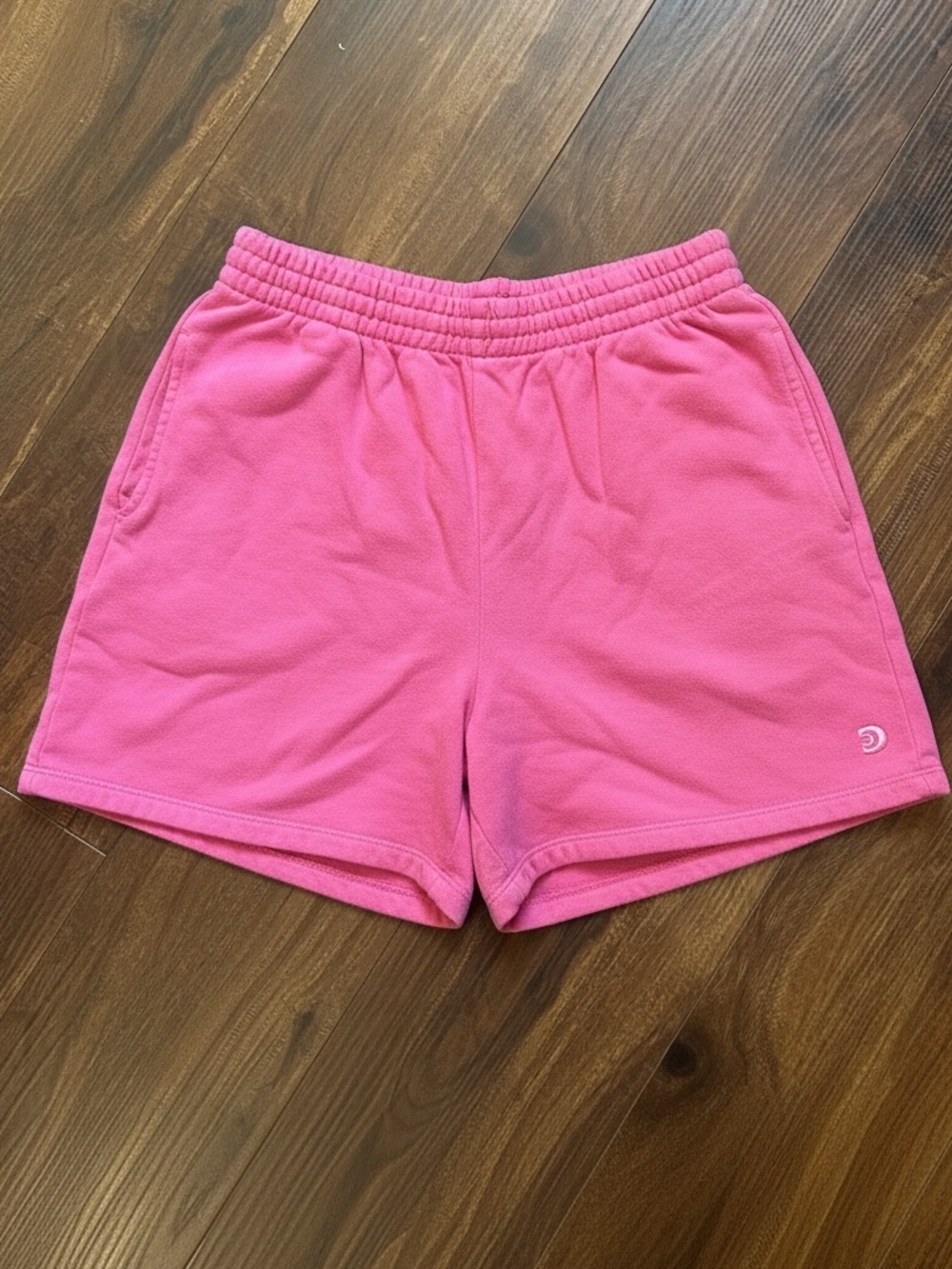 Daydreamer Pink Cotton Sweat Shorts - Elastic Waistband and Embroidered Logo